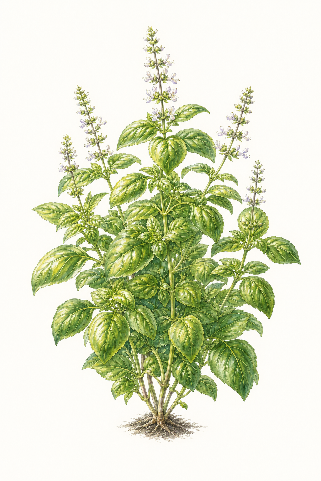 Botanical illustration of Sweet Dani Lemon Basil
