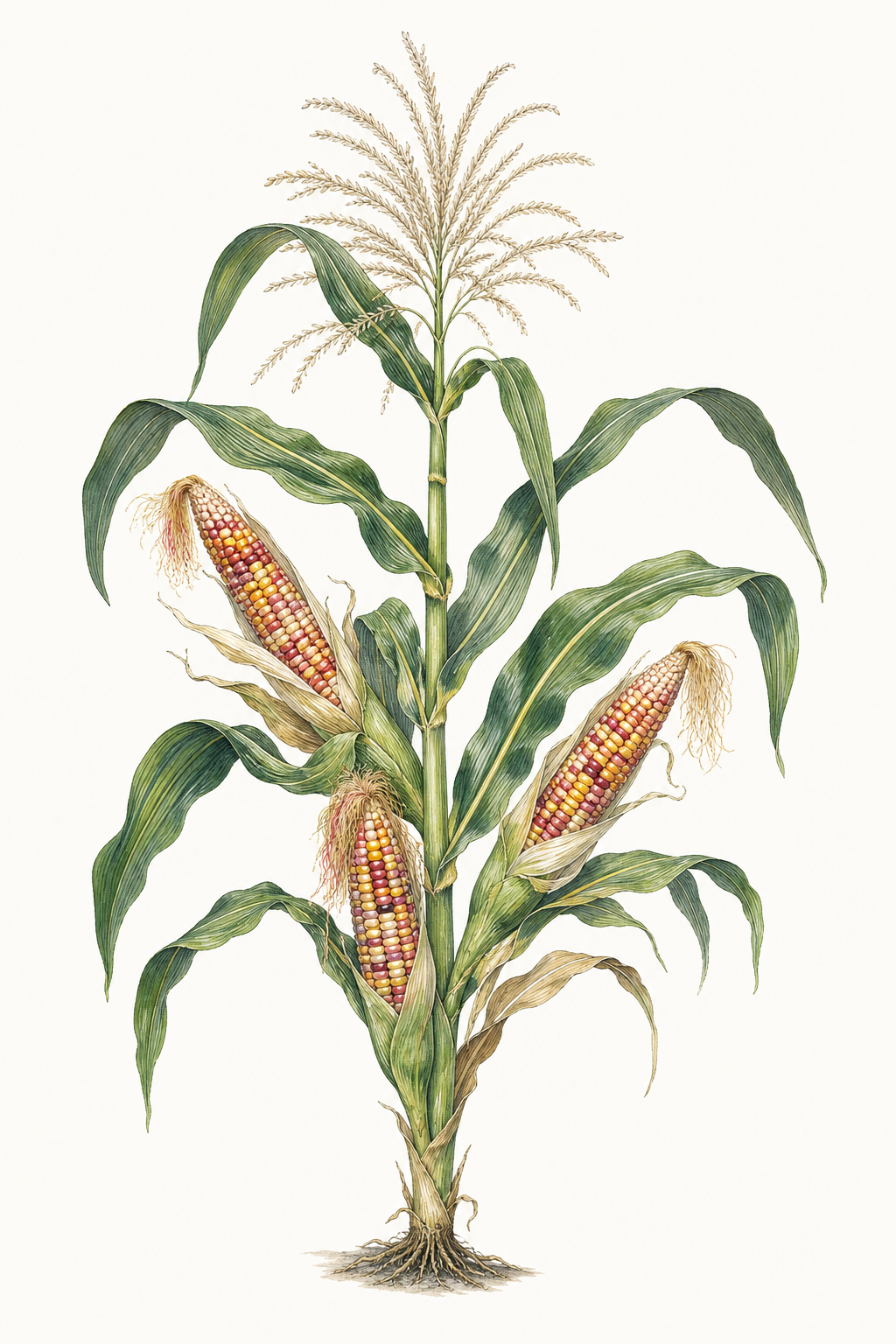 Botanical illustration of Calico Corn