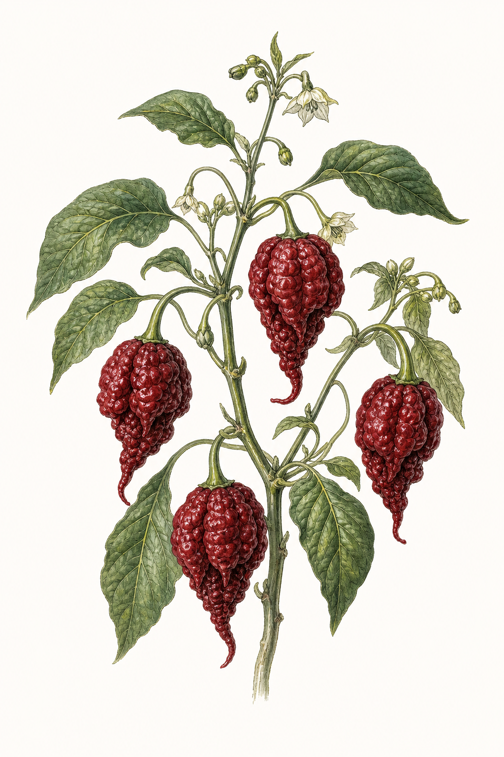 Botanical illustration of Carolina Reaper