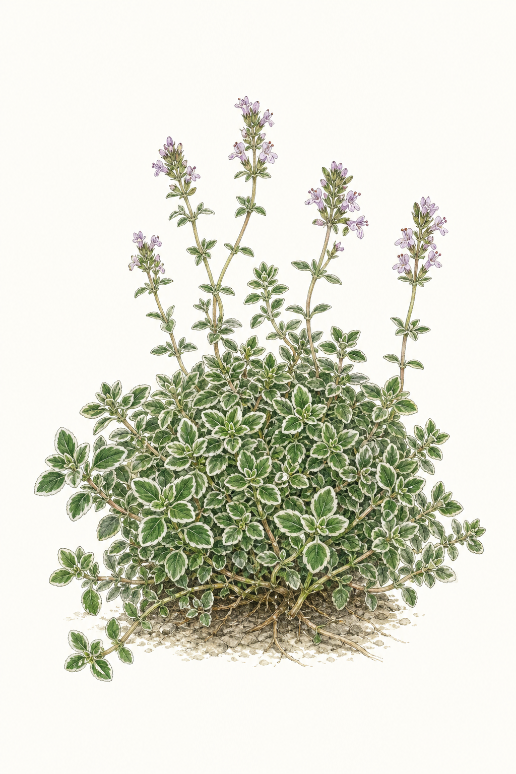 Botanical illustration of Silver-Edged Lemon Thyme