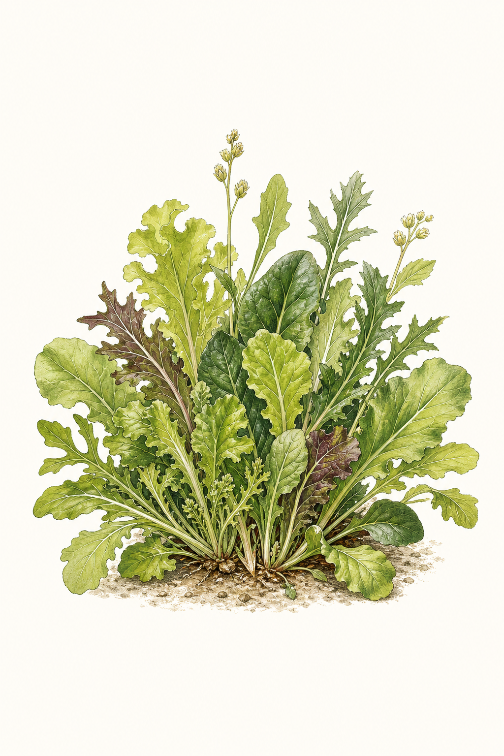 Botanical illustration of Salad Greens