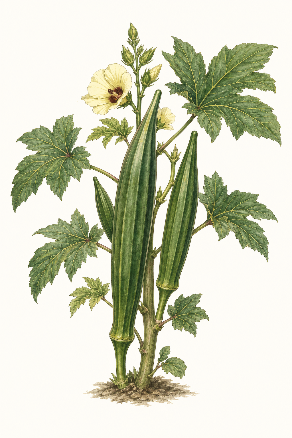 Botanical illustration of Big Okra