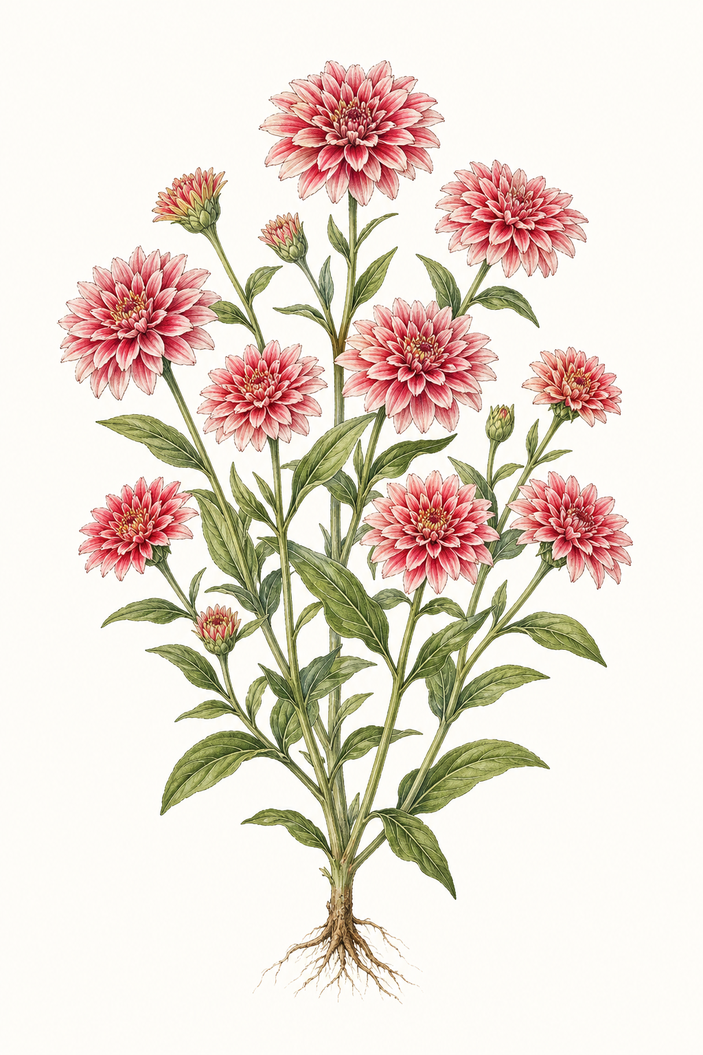 Botanical illustration of Zahara Starlight Rose