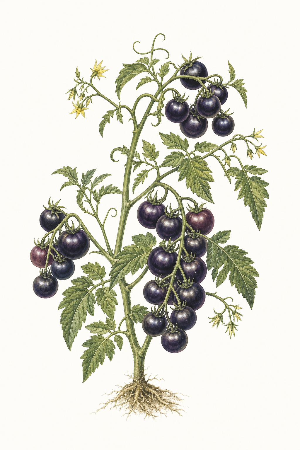 Botanical illustration of Indigo Blue Berries