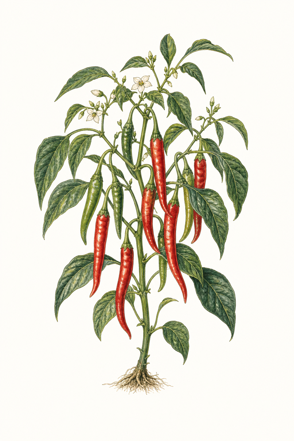 Botanical illustration of Cayenne Pepper