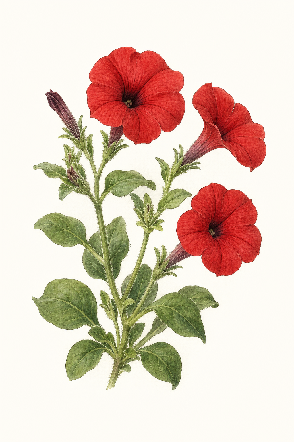 Botanical illustration of Petunia