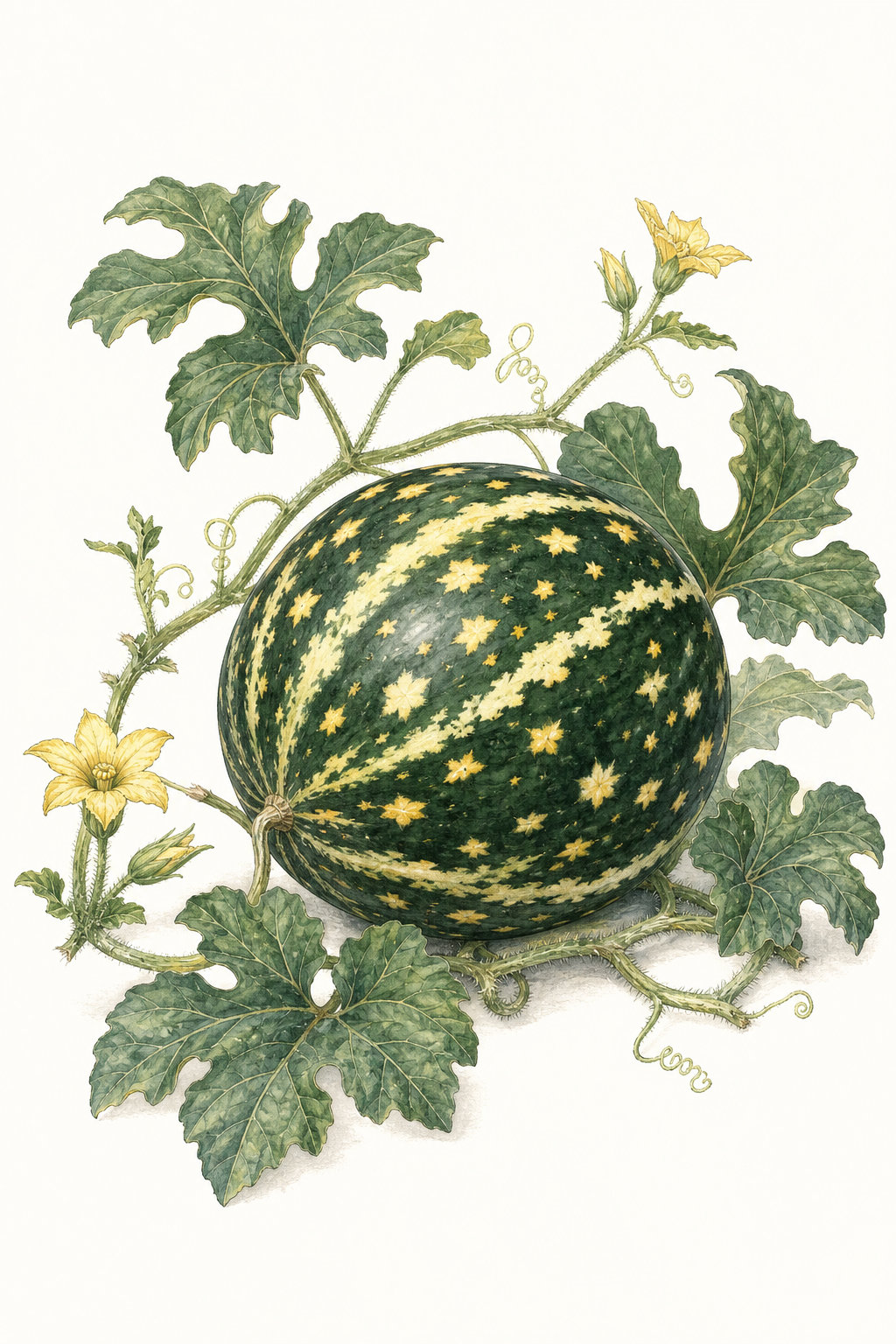 Botanical illustration of Moon And Stars (Yellow Flesh)