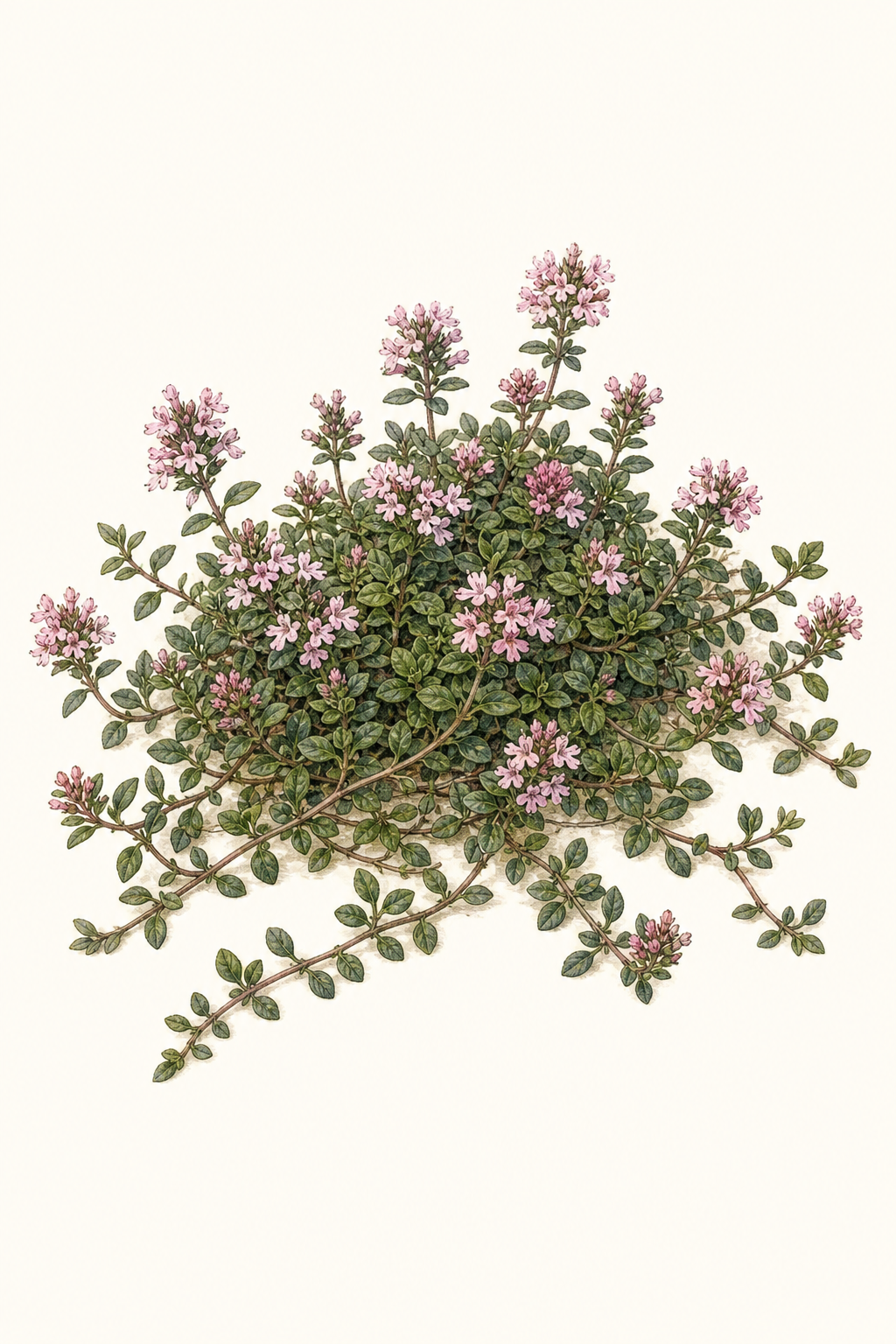 Botanical illustration of Pink Chintz Creeping Thyme