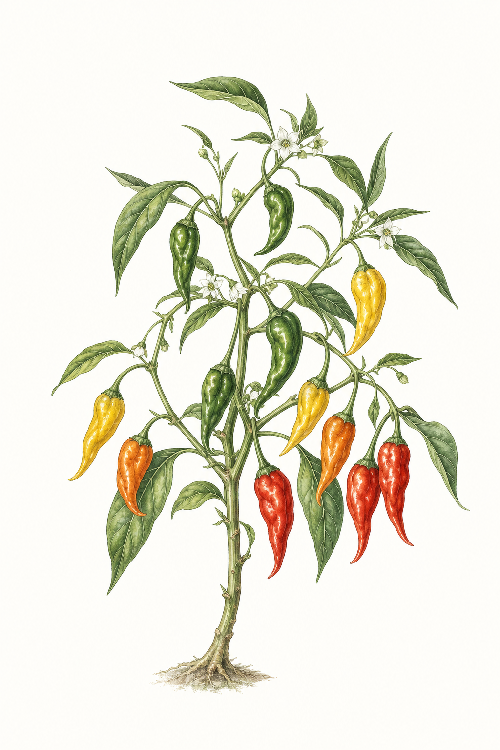 Botanical illustration of Aji Habanero
