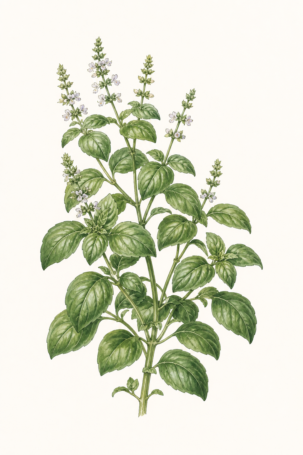 Botanical illustration of Sweet Basil