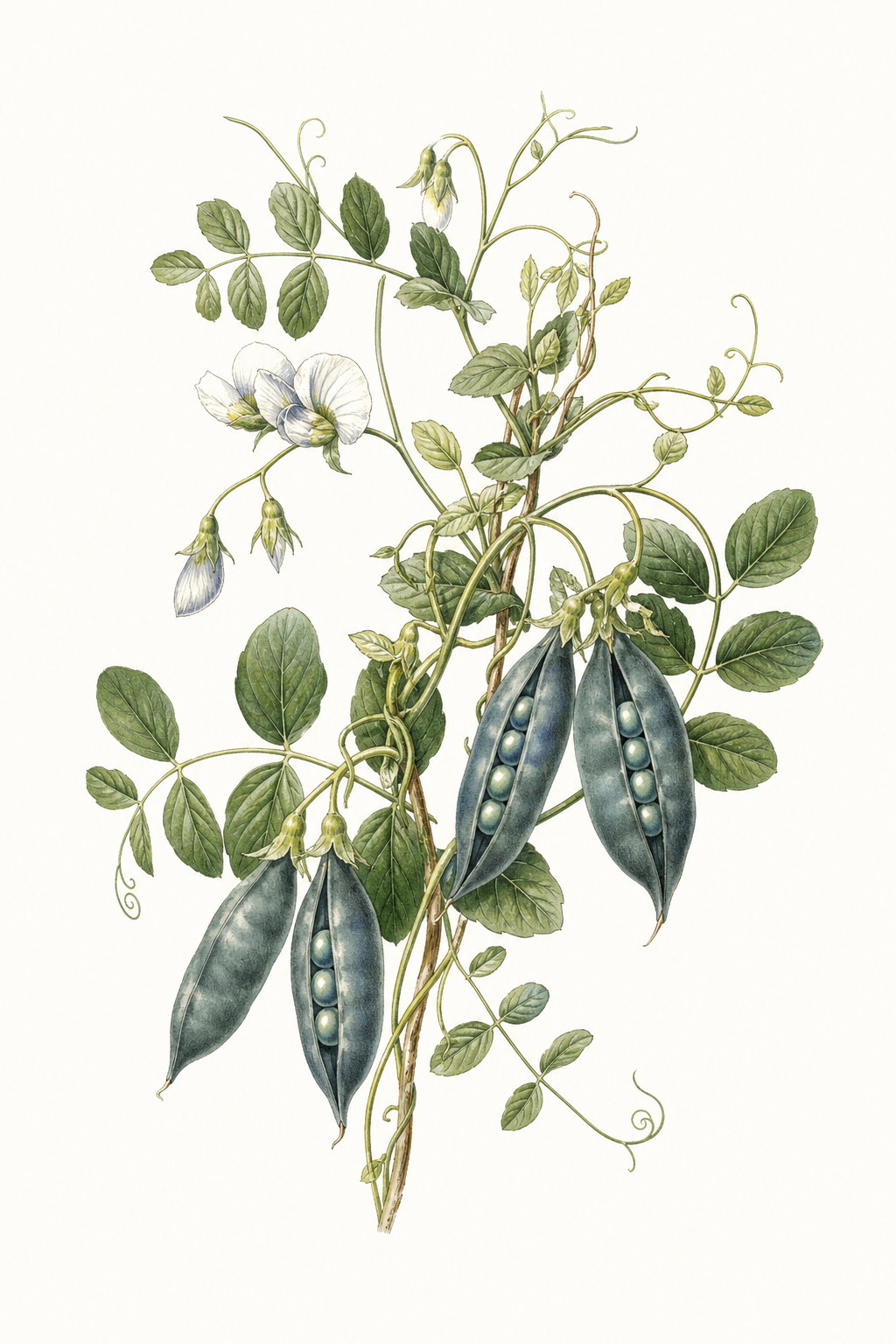 Botanical illustration of Dutch Blue Pea