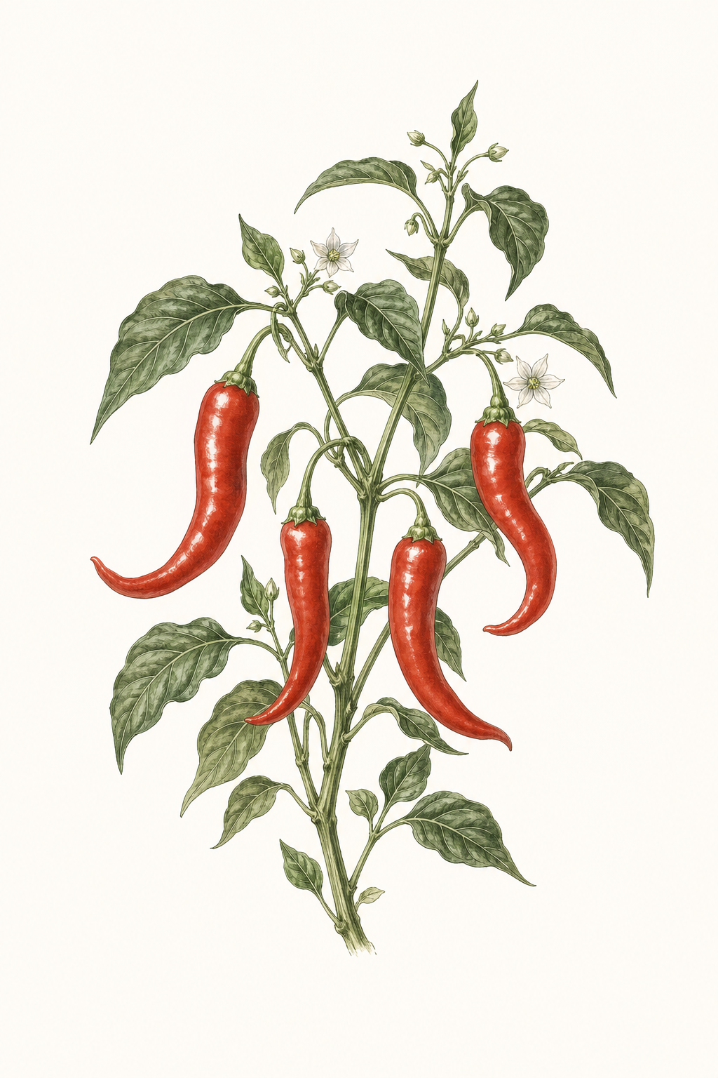 Botanical illustration of Italian Pepperoncini