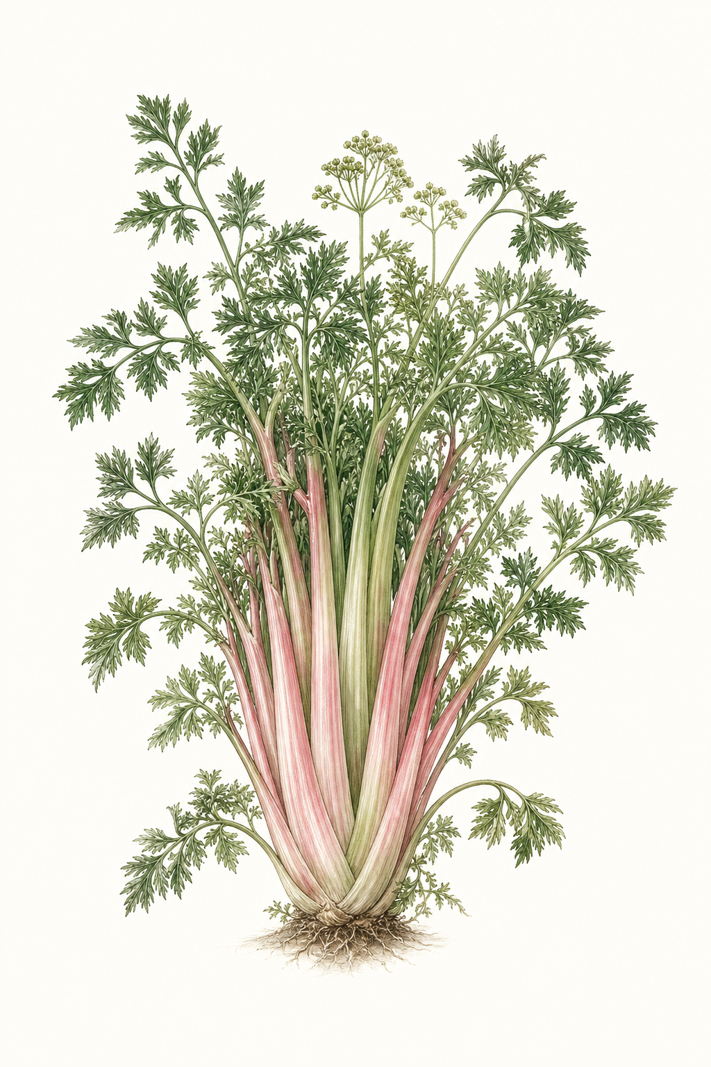 Botanical illustration of Chinese Pink Celery