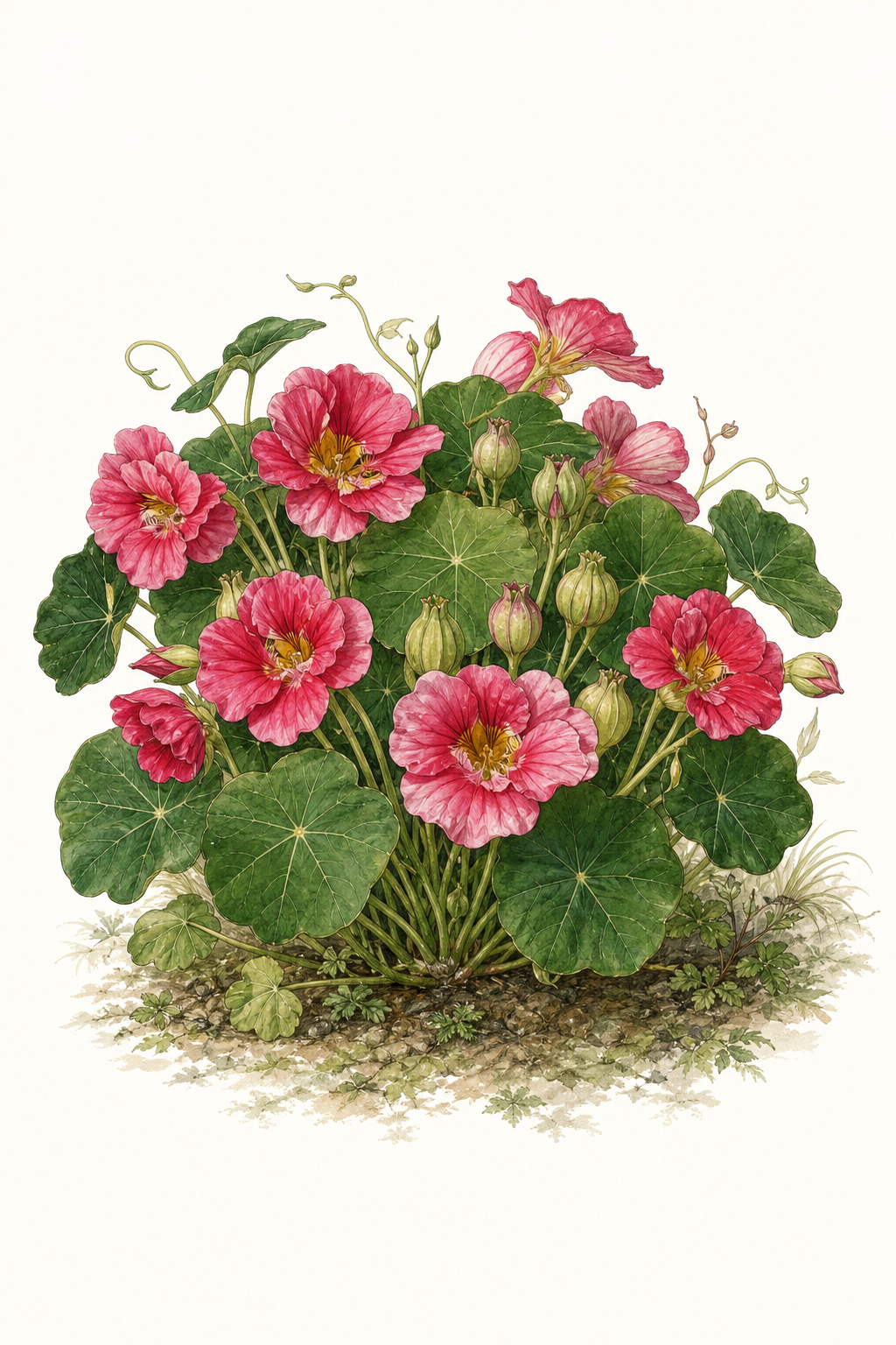 Botanical illustration of Dwarf Cherry Rose Jewel