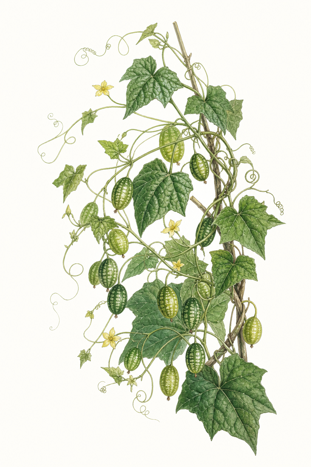 Botanical illustration of Mexican Sour Gherkin