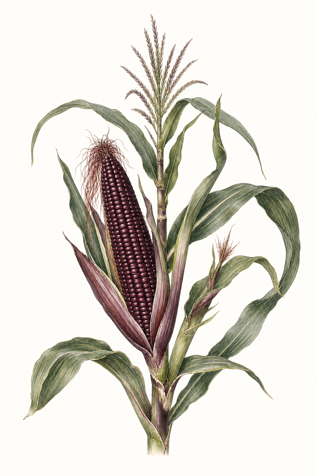 Botanical illustration of Burgundy Corn