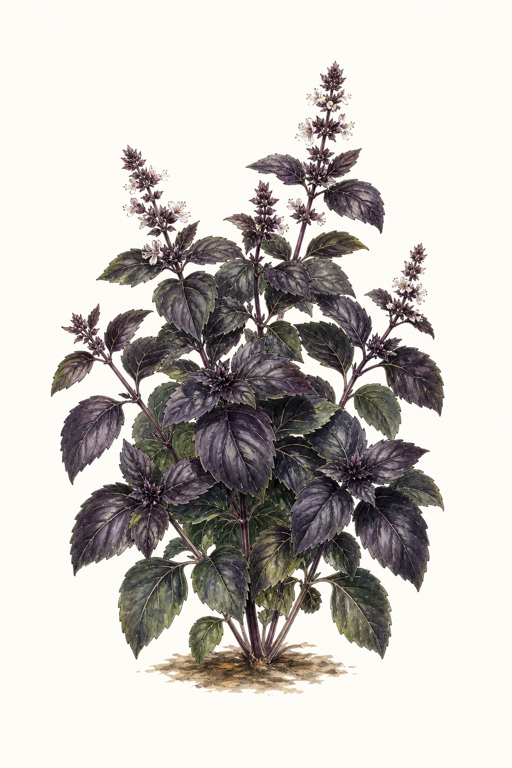Botanical illustration of Dark Opal Basil
