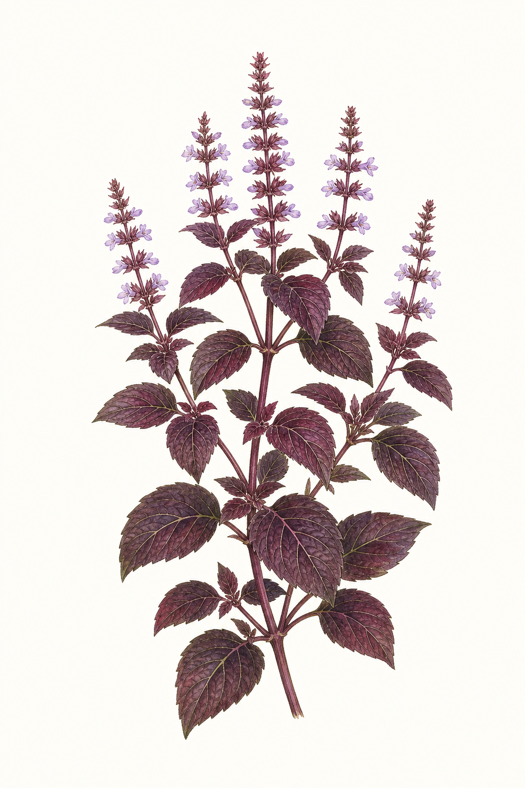 Botanical illustration of Red Holy Basil