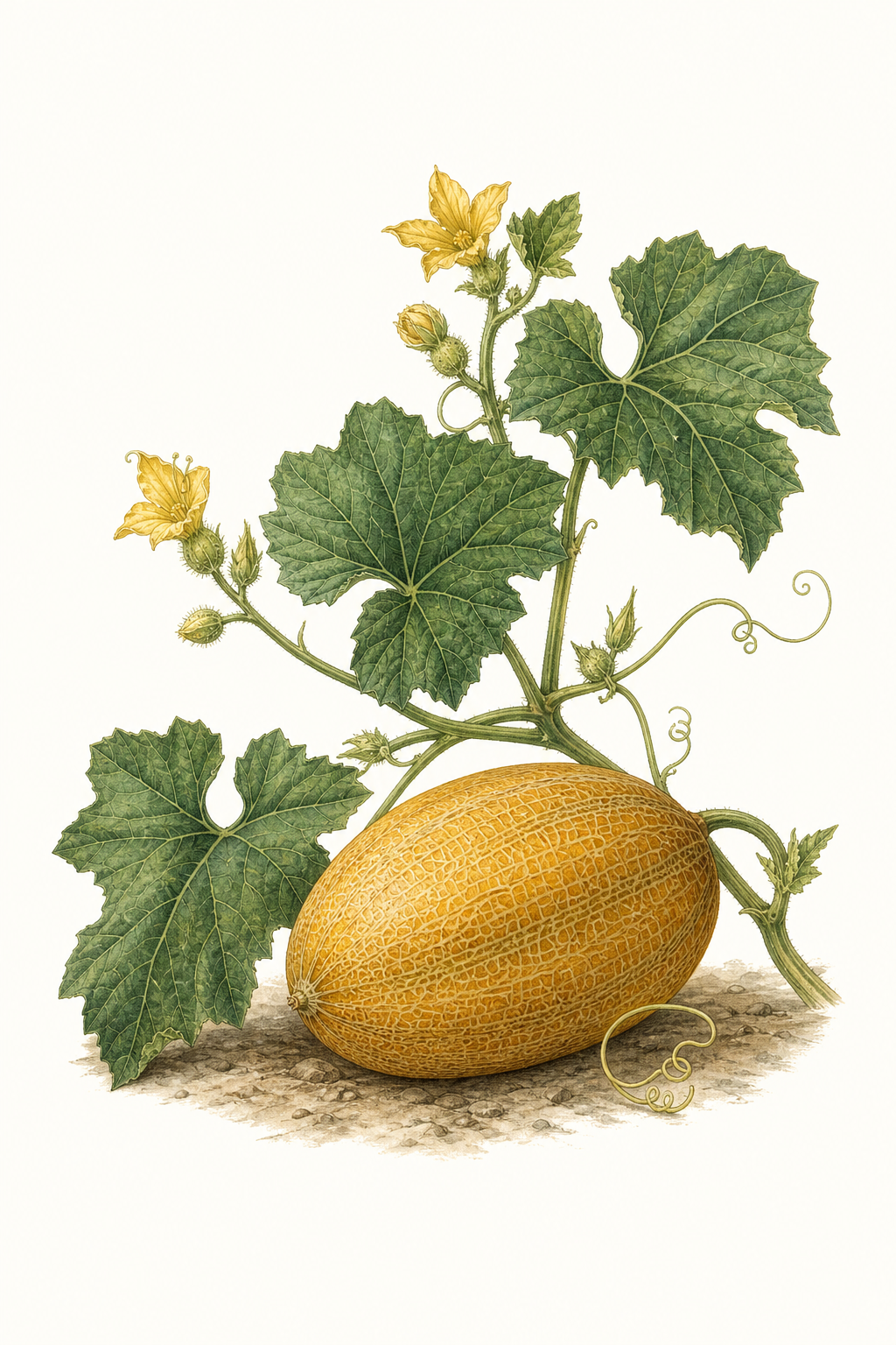 Botanical illustration of Kajari Melon