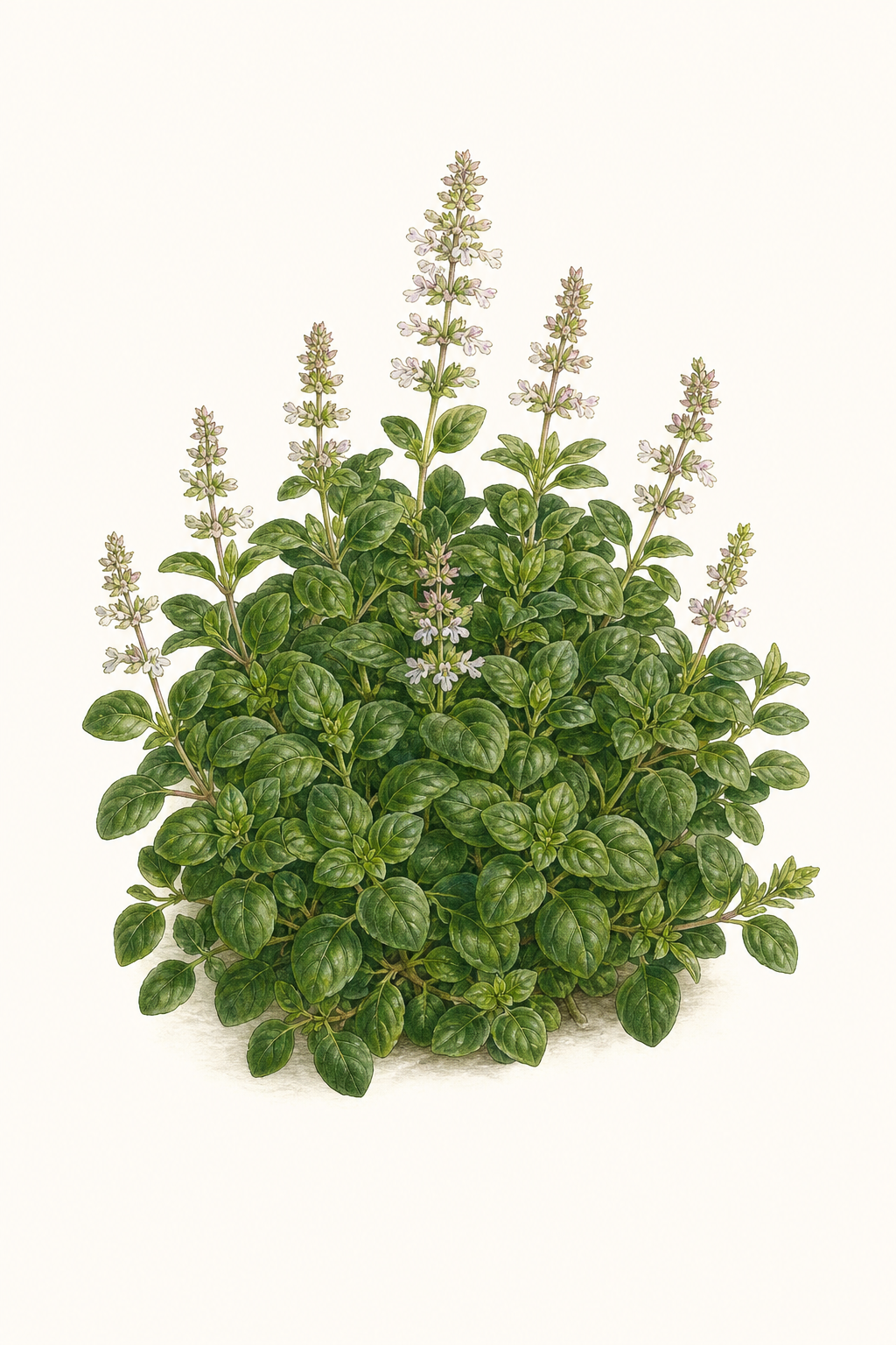 Botanical illustration of Dwarf Greek Basil