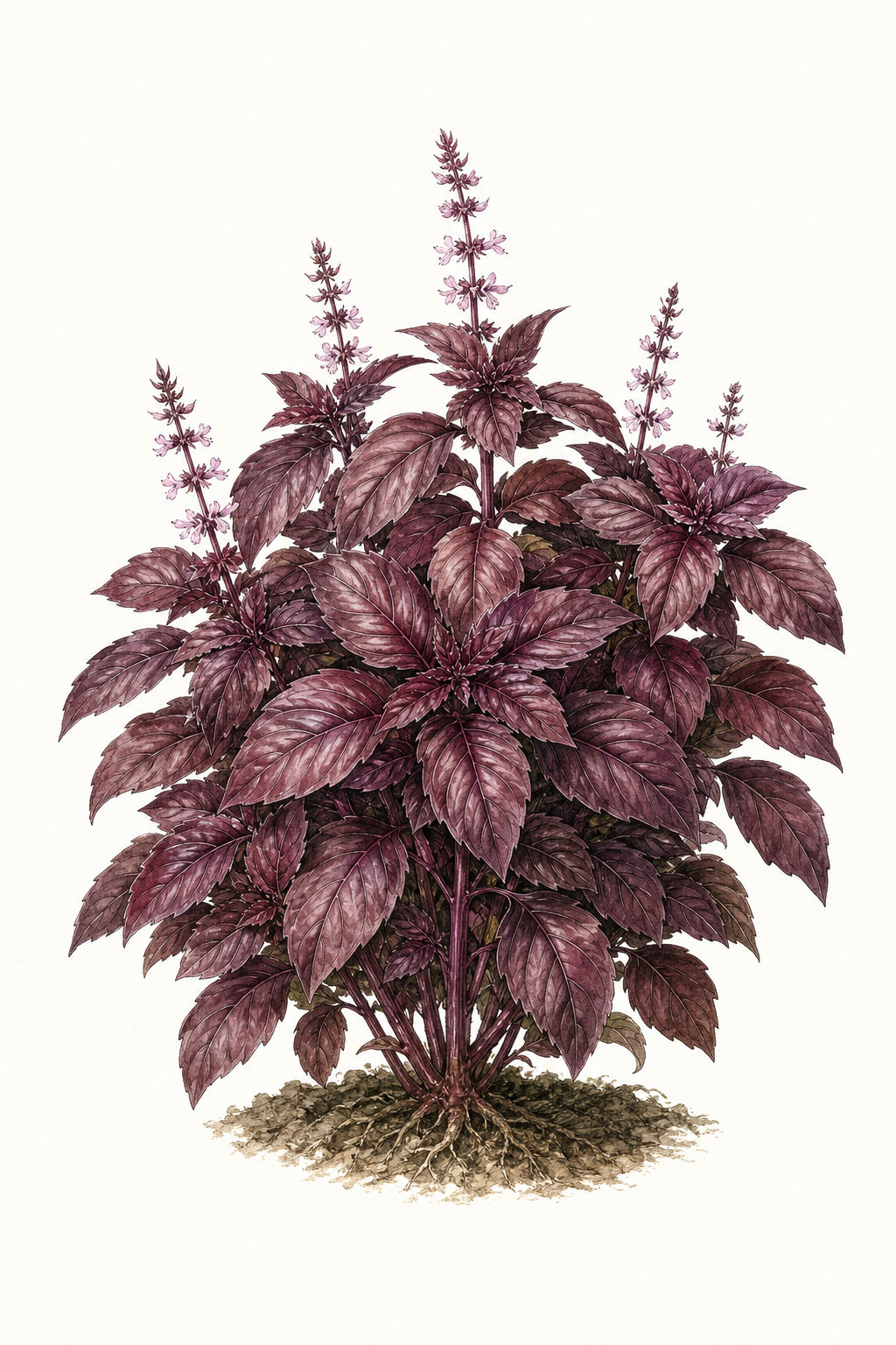 Botanical illustration of Red Rubin Basil