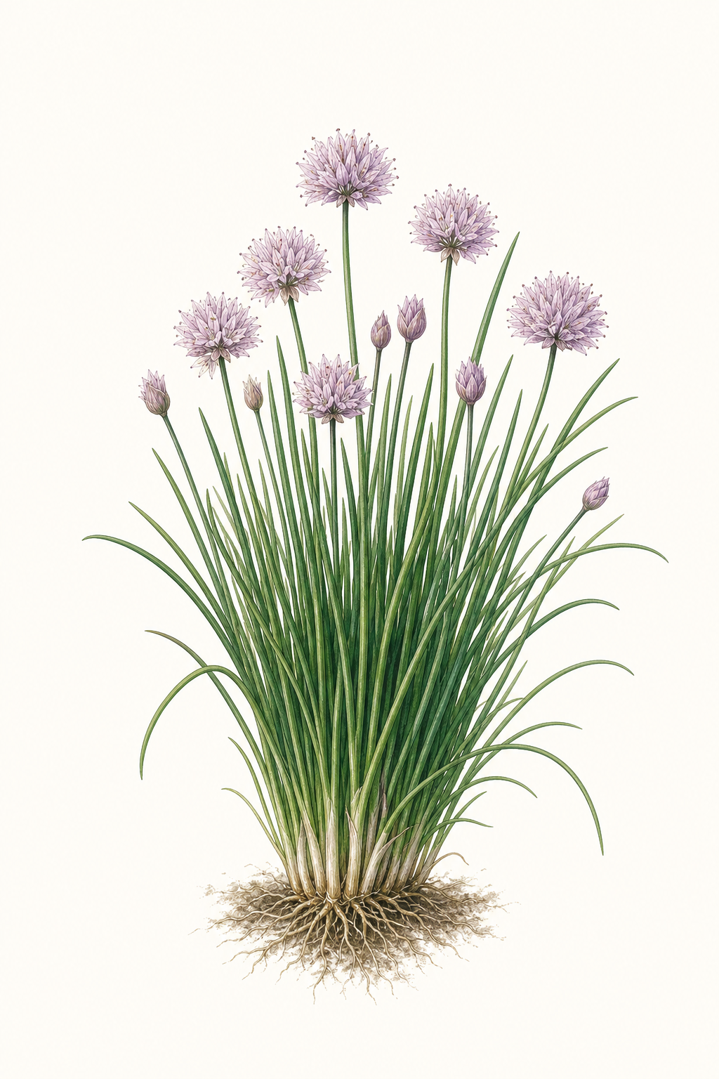 Botanical illustration of Common Chives