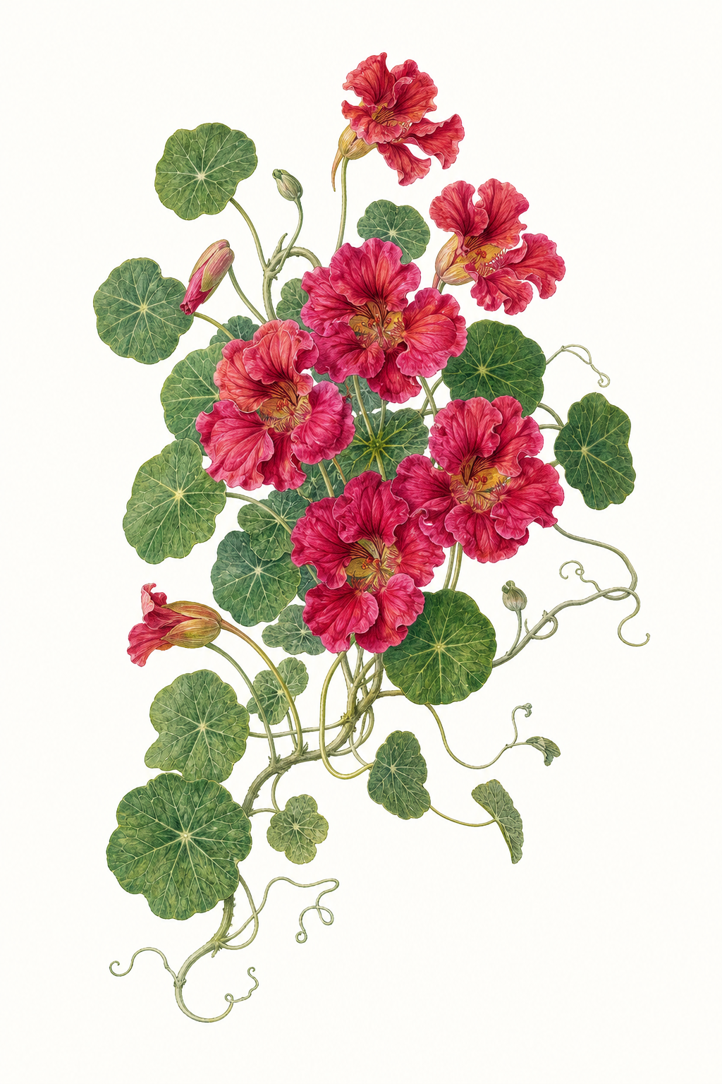 Botanical illustration of Whirlybird Cherry Rose