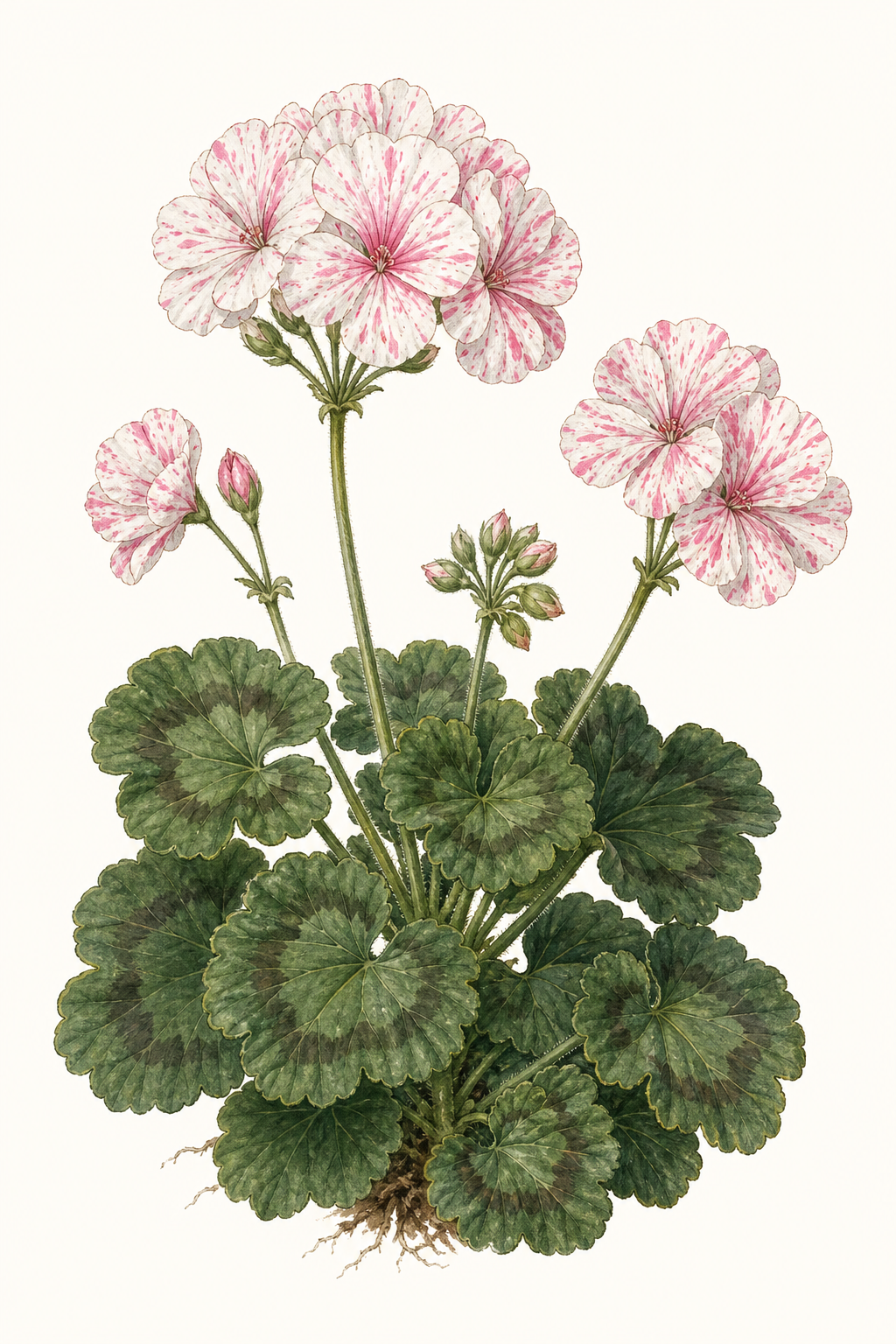 Botanical illustration of Pinto Premium White To Rose