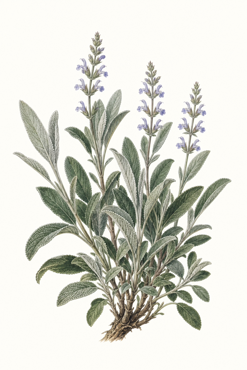 Botanical illustration of Common Sage