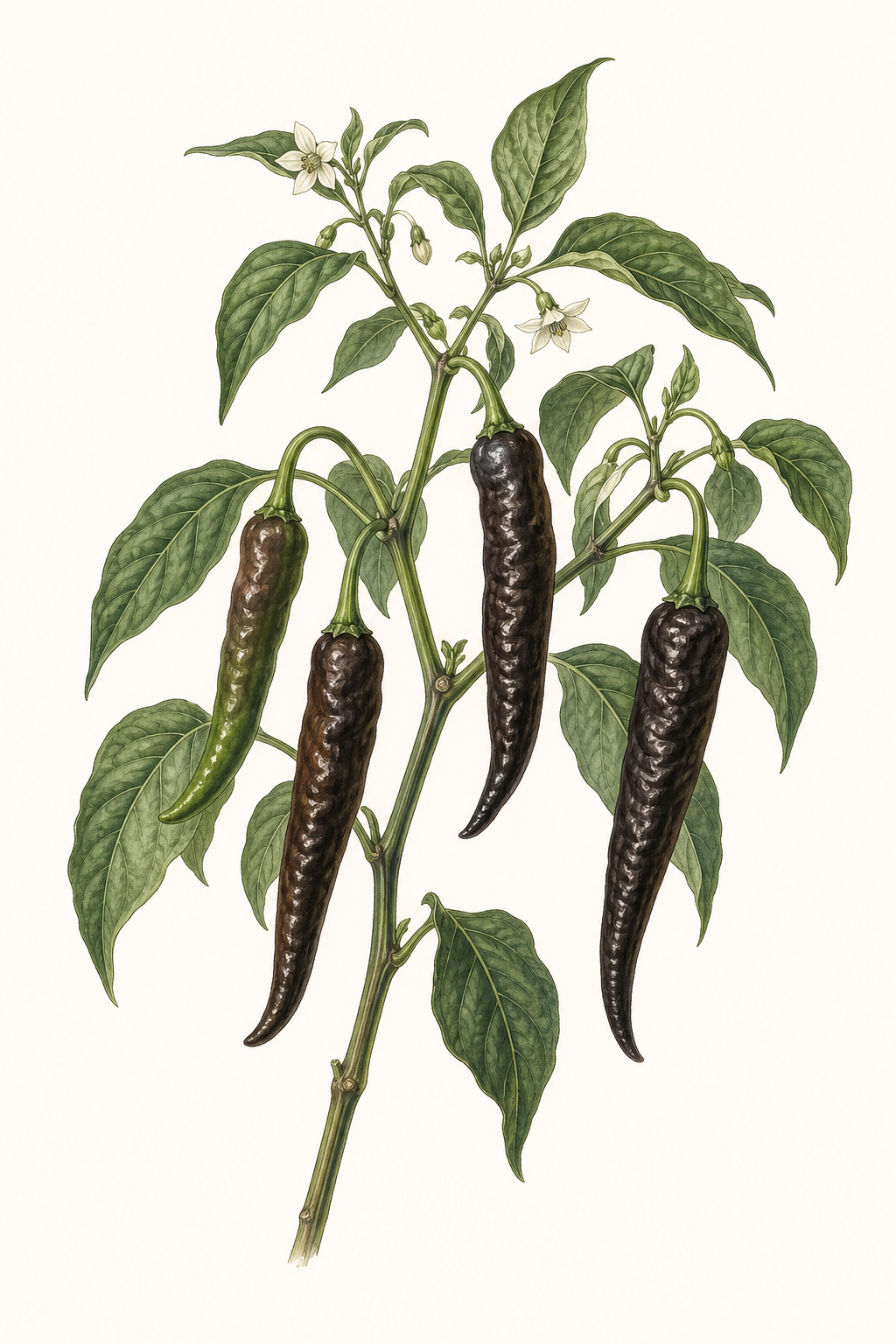 Botanical illustration of Pasilla Bajio