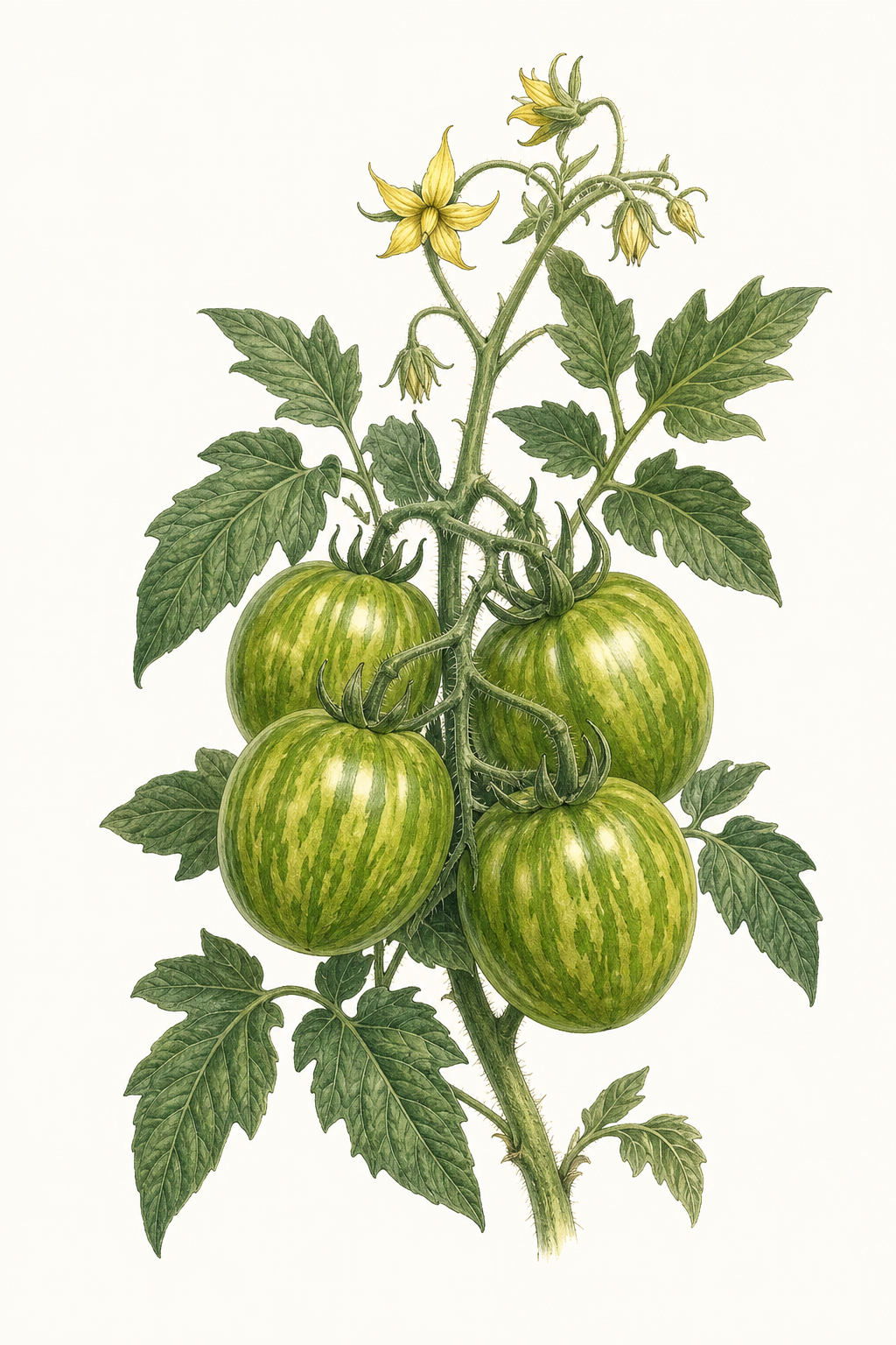 Botanical illustration of Green Zebra