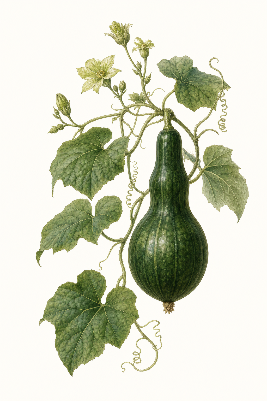 Botanical illustration of Caveman’s Club Gourd