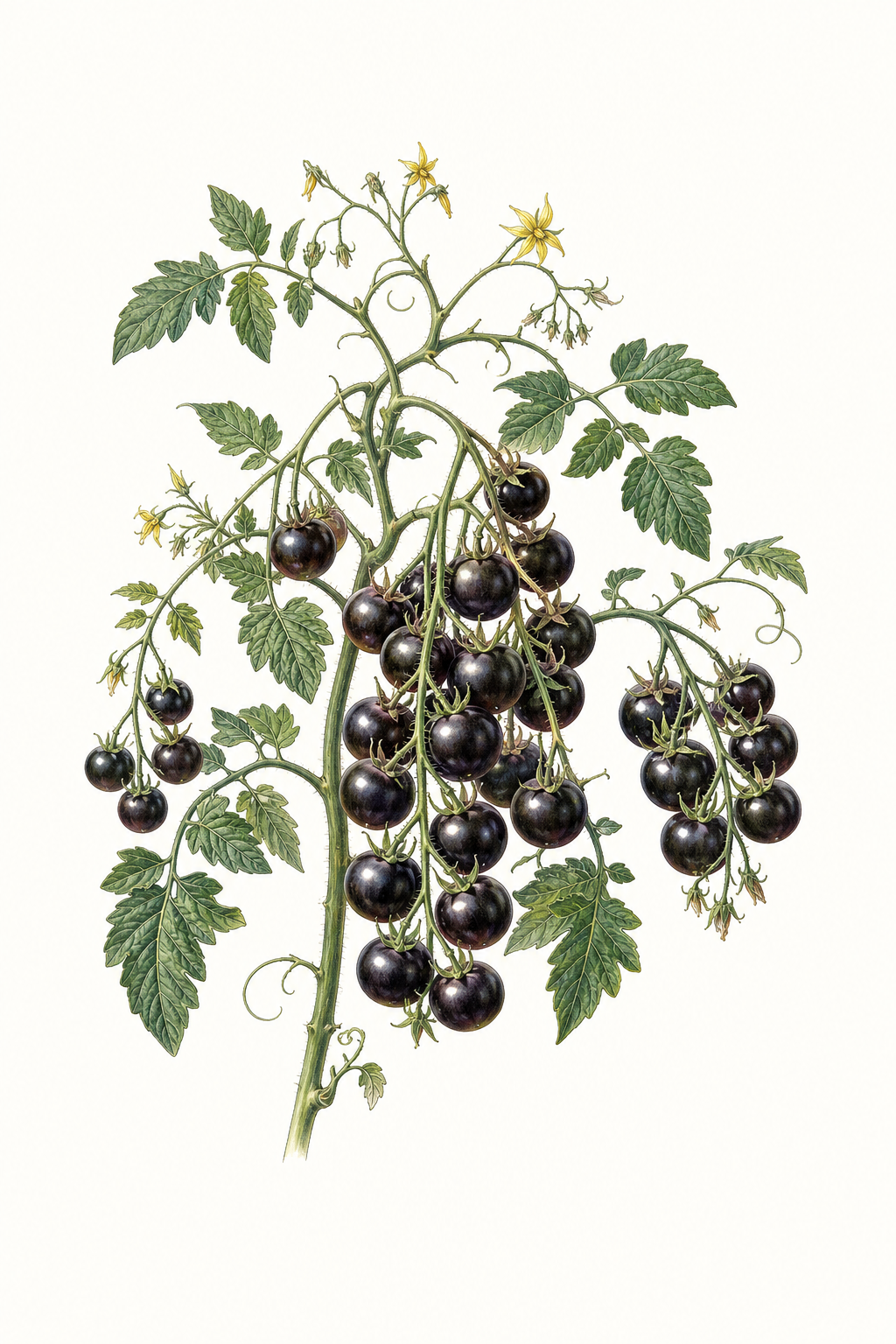 Botanical illustration of Black Sweet Cherry