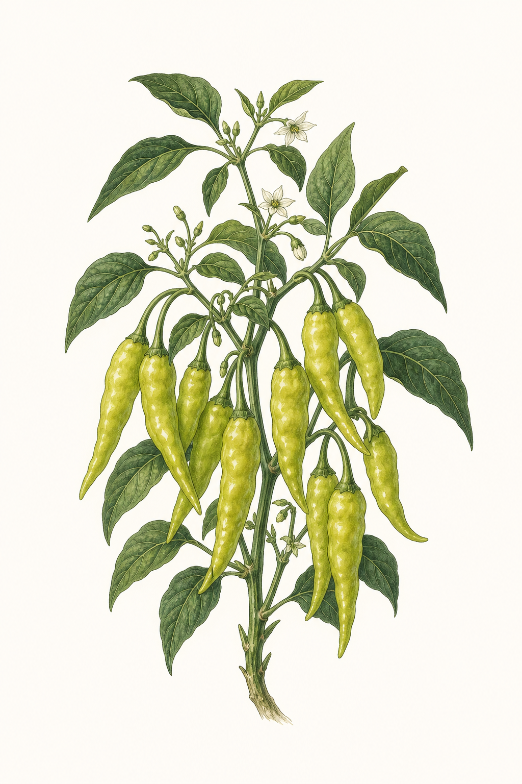 Botanical illustration of Pepperoncini