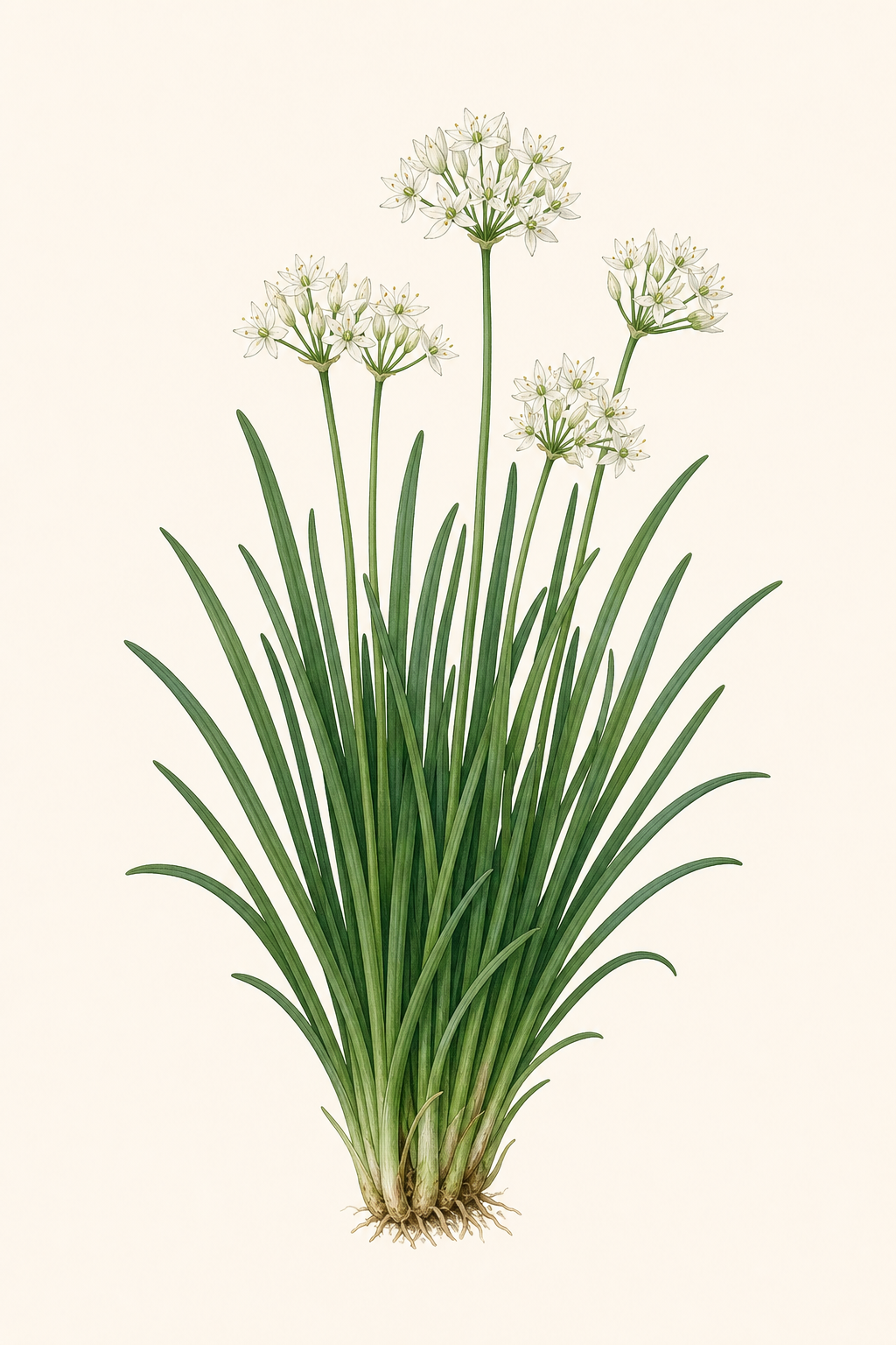 Botanical illustration of Allium Tuberosum