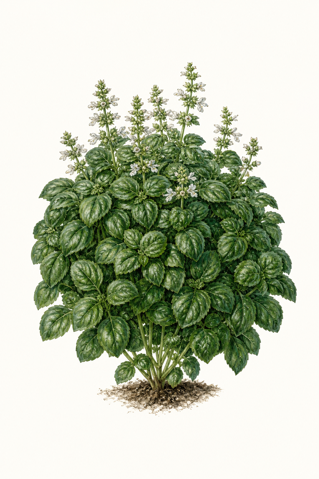 Botanical illustration of Spicy Globe Basil