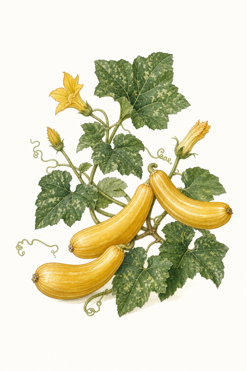 Botanical illustration of Honey Boat Delicata