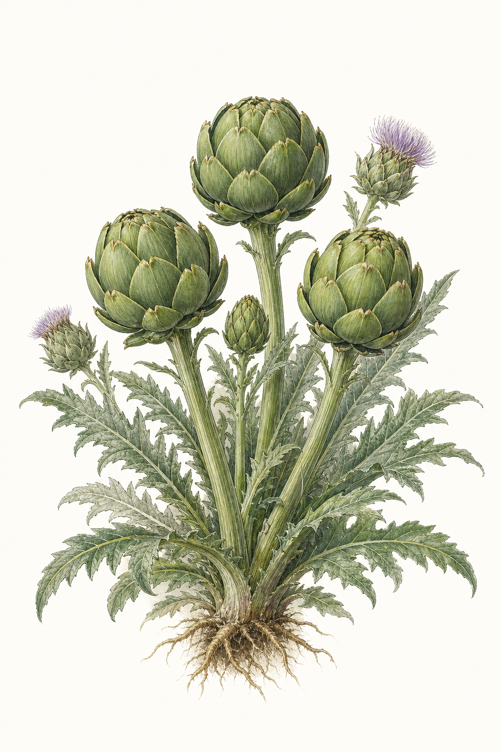Botanical illustration of Cynara scolymus 'Green Globe'