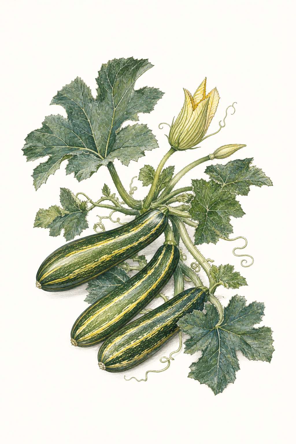 Botanical illustration of Cocozelle Di Napoli