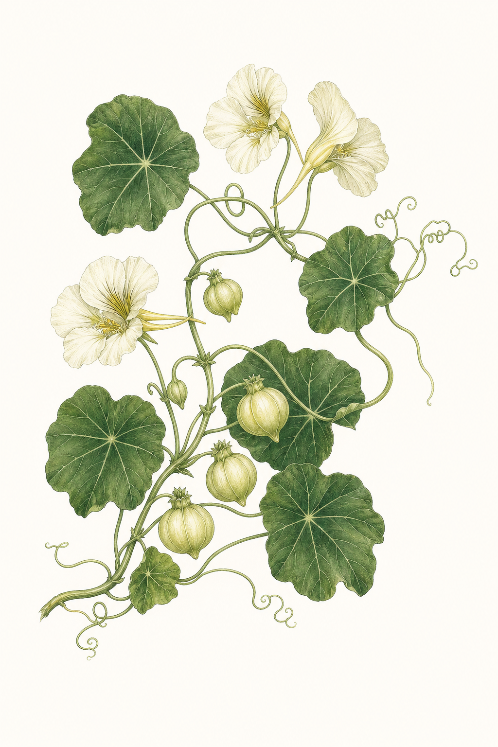 Botanical illustration of Moonlight Nasturtium