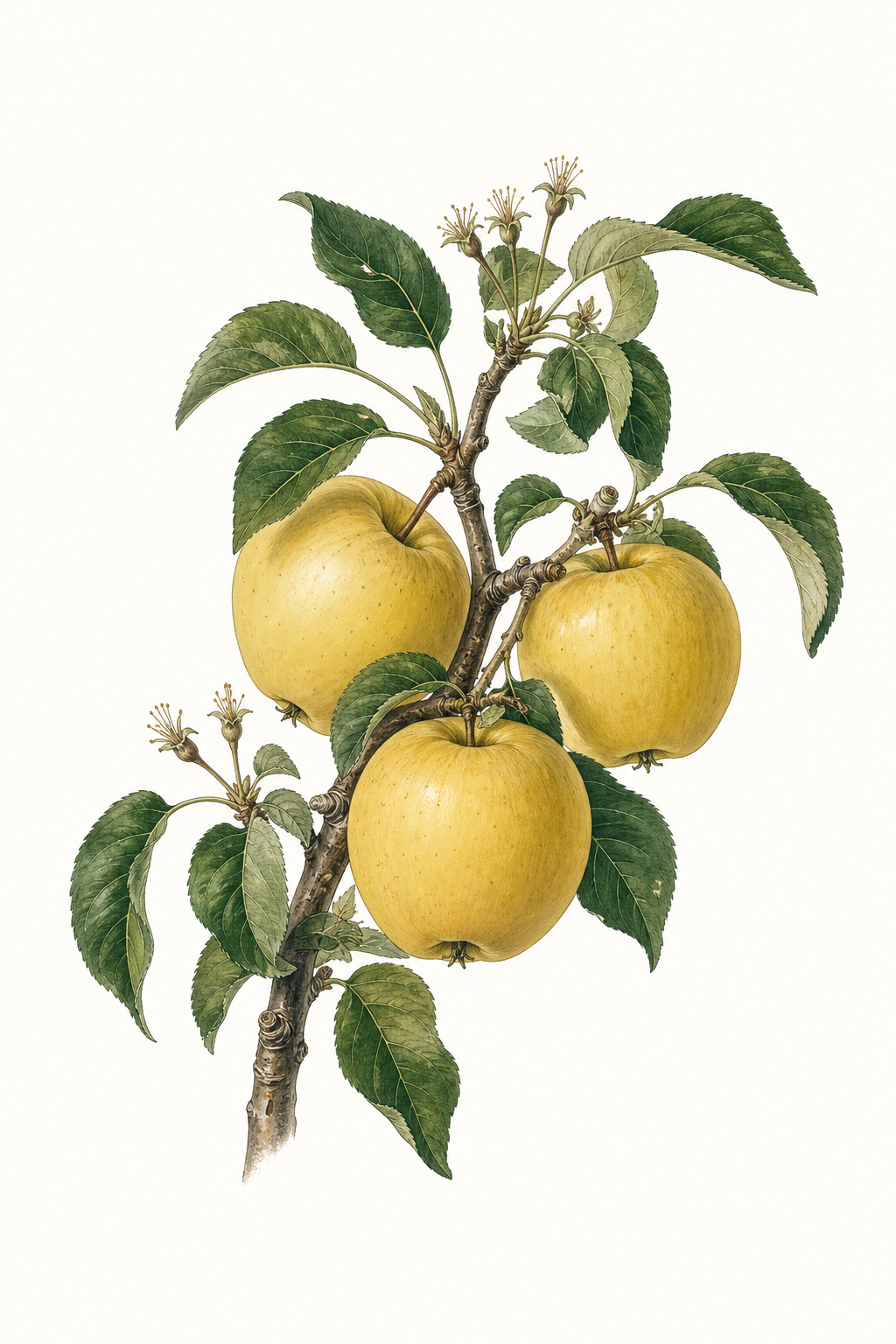 Botanical illustration of Golden Delicious