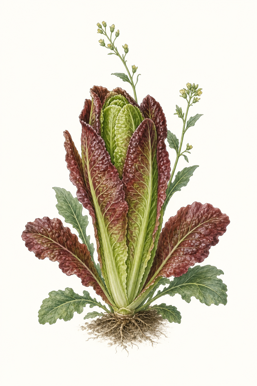 Botanical illustration of Red Romaine