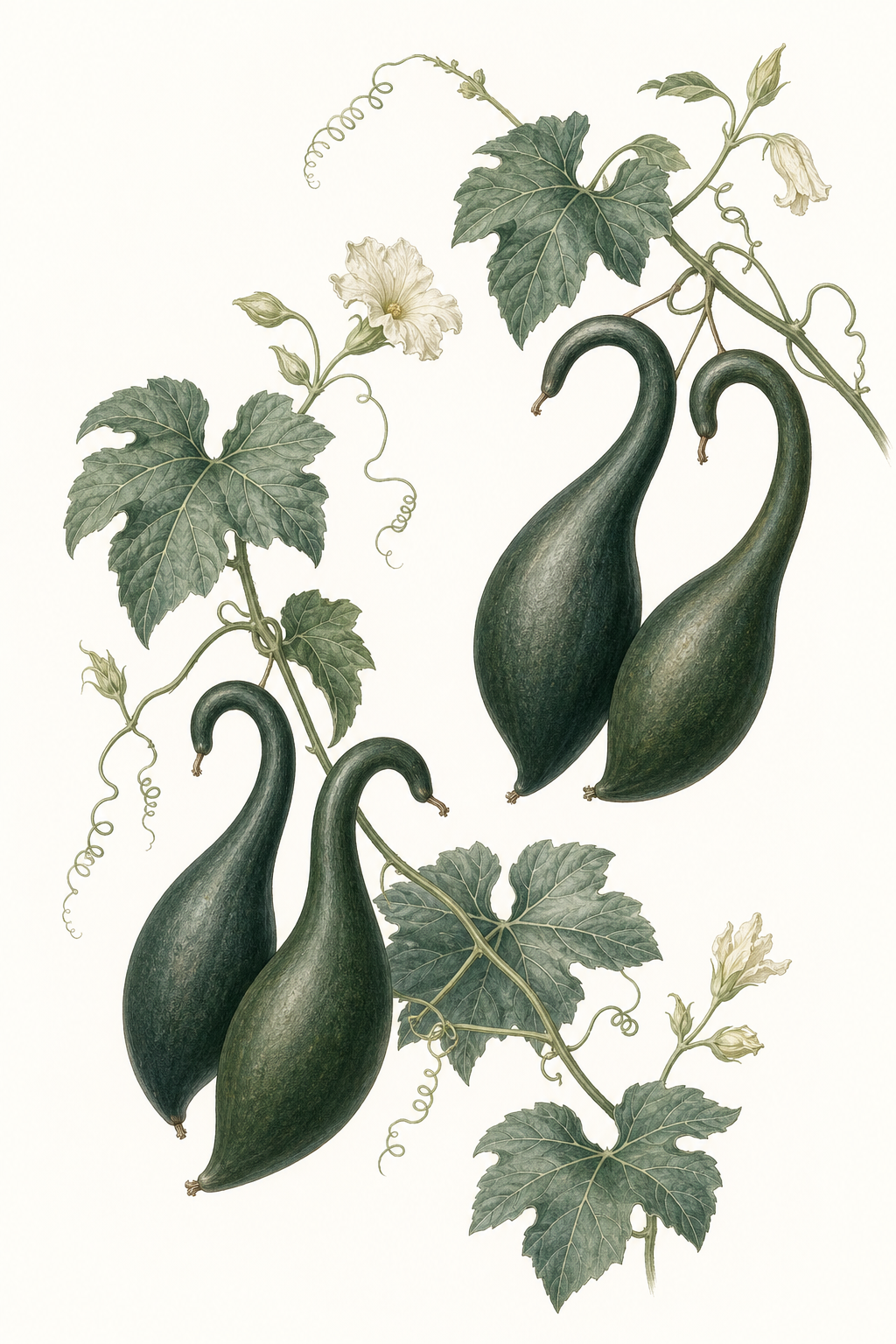 Botanical illustration of Dancing Swans