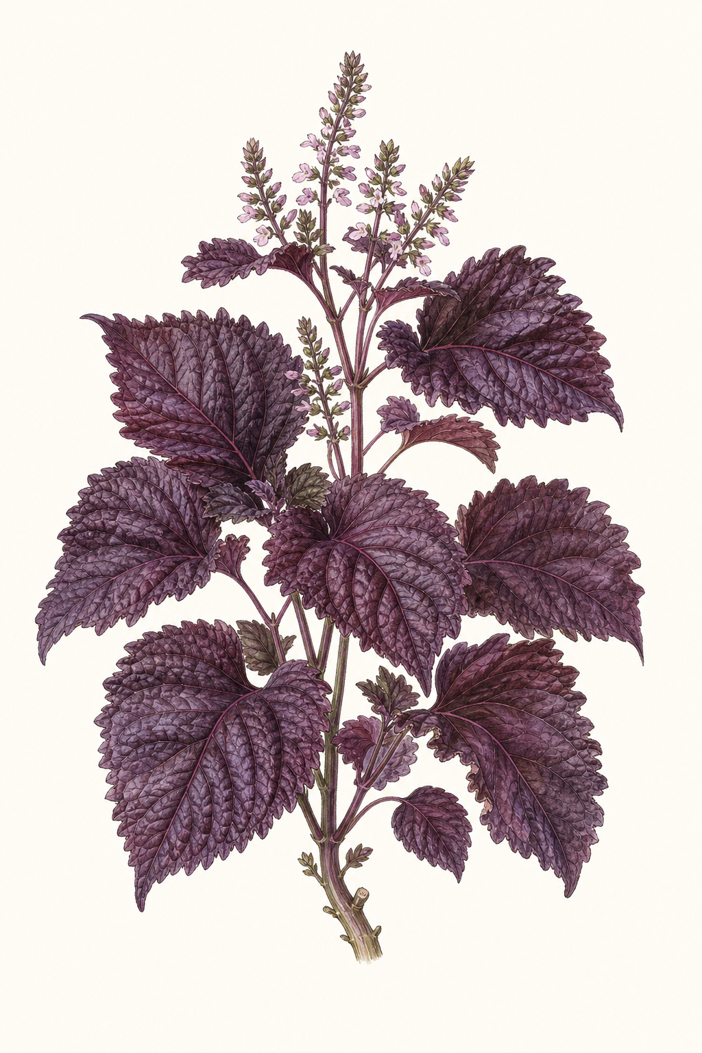 Botanical illustration of Perilla 'Purple Shiso