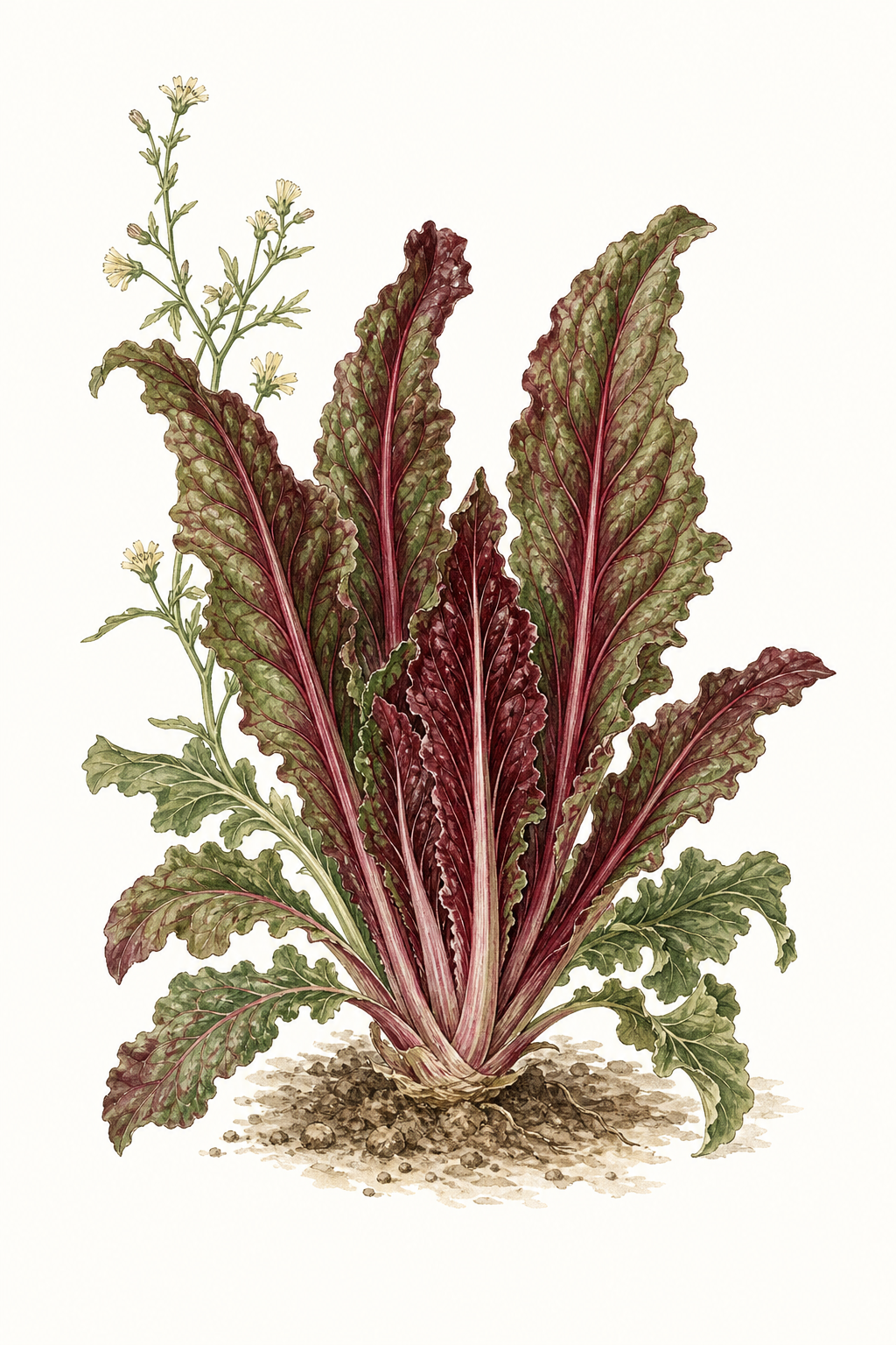 Botanical illustration of Catalogna Rossa