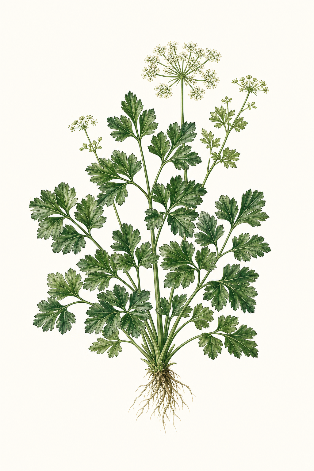 Botanical illustration of Dark Green Italian Plain Leaf