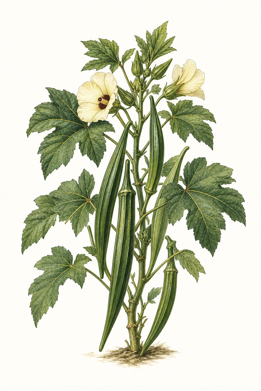 Botanical illustration of Dwarf Long Pod Green