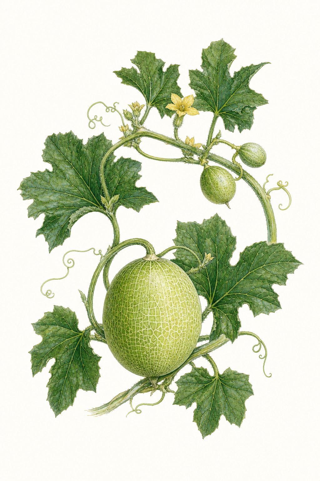 Botanical illustration of Sprite Melon