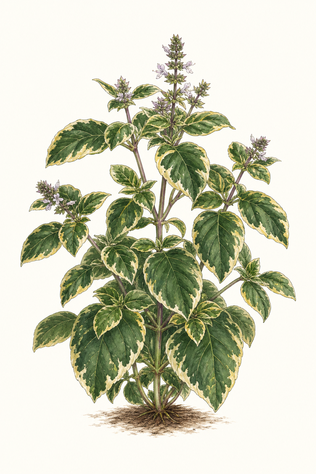 Botanical illustration of Variegated Basil