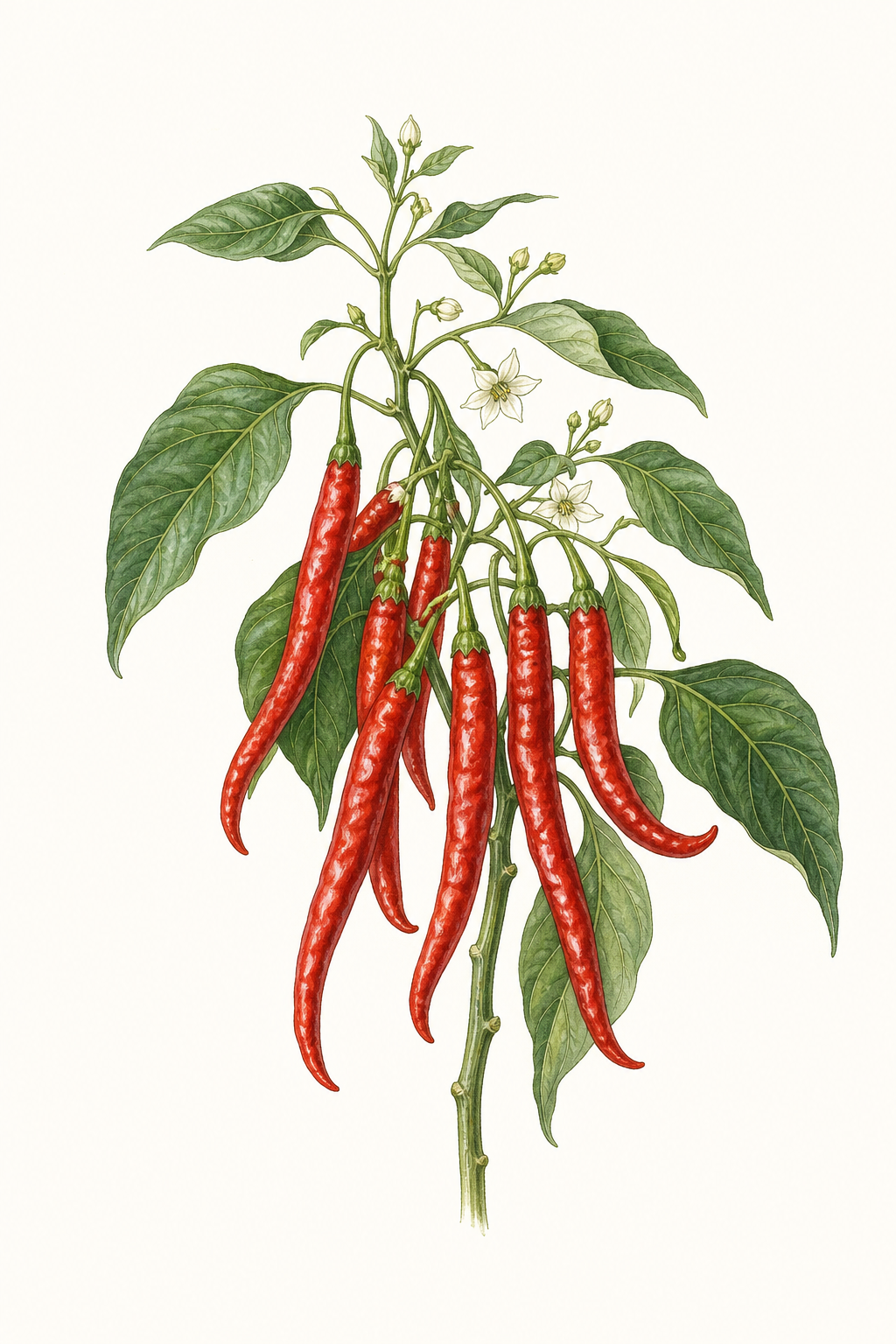 Botanical illustration of Joe's Long Cayenne